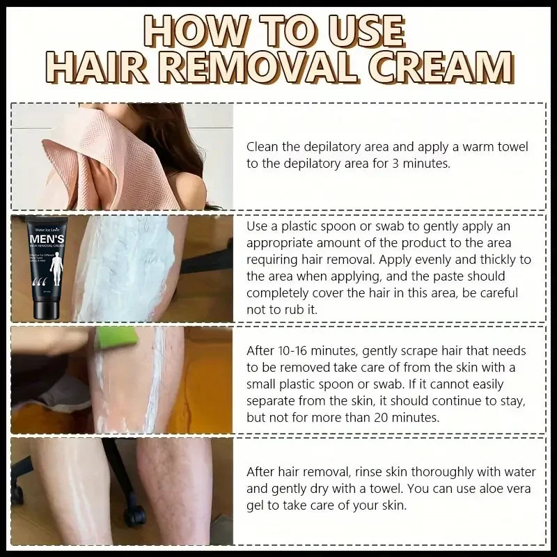 Hair Removal Cream, Quick Removal in Five Minutes, Wipes Clean, Moisturizing and Nourishing, No Black Spots, Long-Lasting Effect, Suitable for Hair Removal on the Entire Body, Hypoallergenic, Unisex