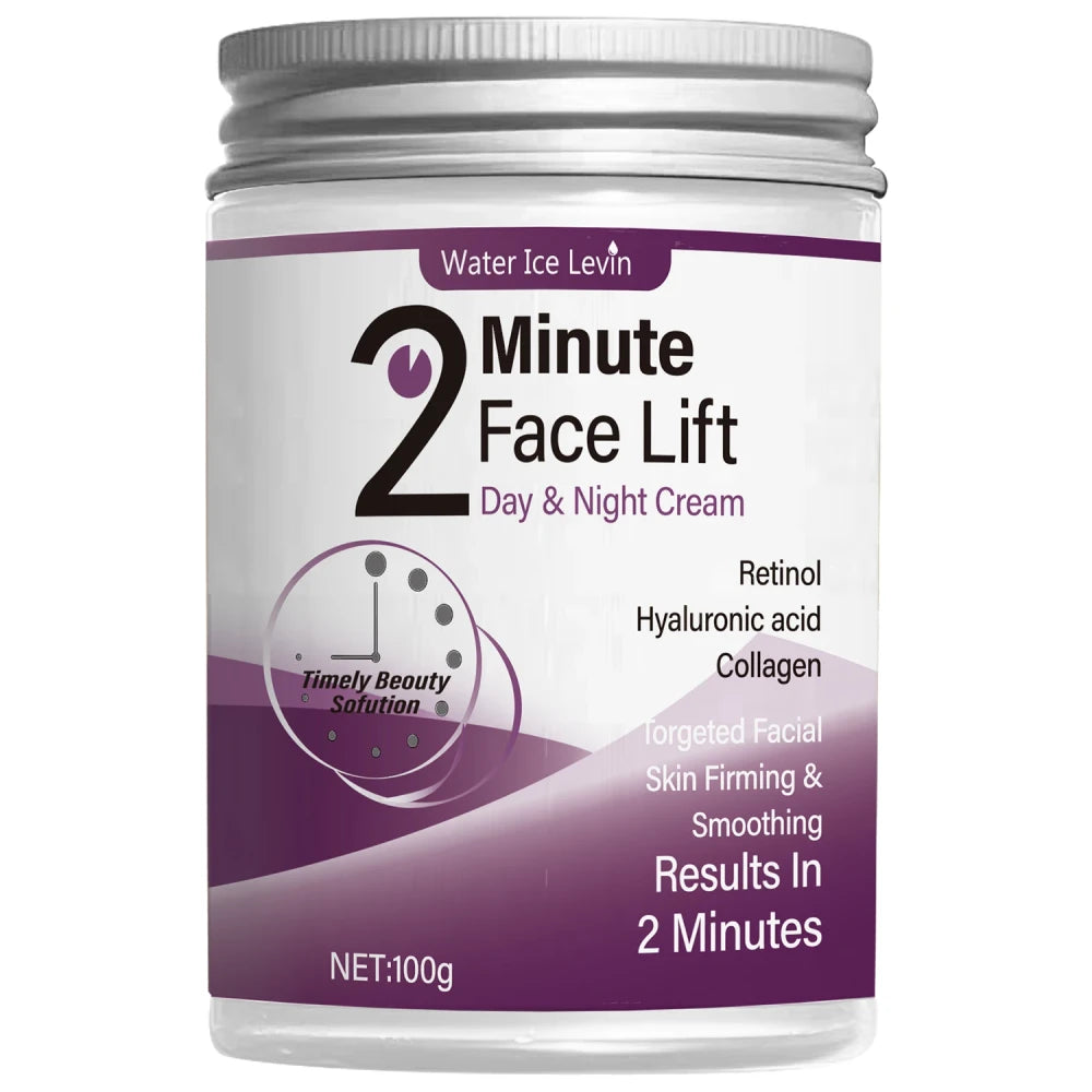 2-Minute Facial Lift Day & Night Cream with Retinol, Hyaluronic Acid & Collagen - Moisturizing Lotion Suitable for All Light Skin Tones, Fragrance-Free, Absorbs in 2 Minutes