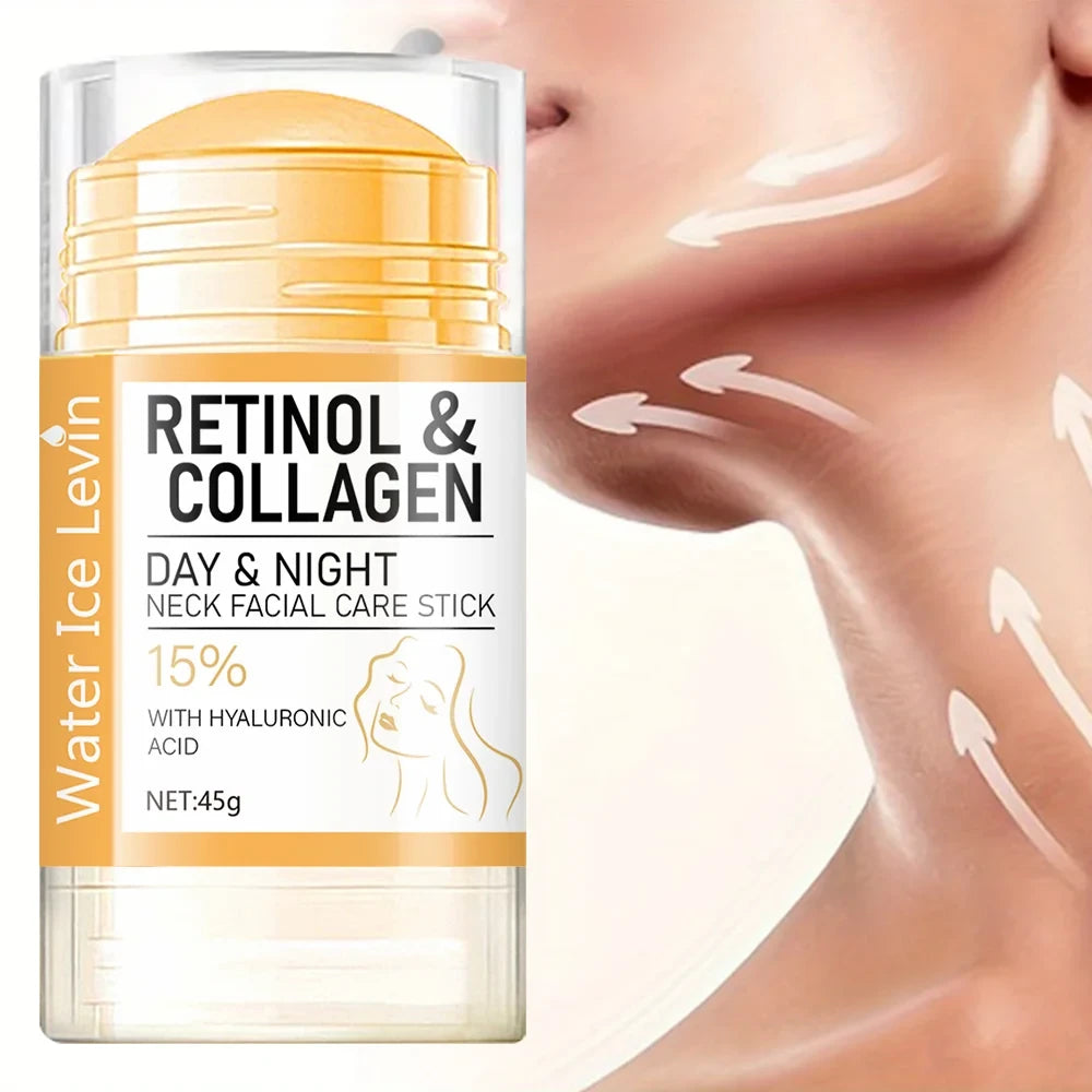 45g Retinol and Collagen Day and Night Neck Cream Facial Stick, Hydrating and Moisturizing, Non-Greasy, Easy to Use, Easy to Absorb, Gentle and Non-Irritating, Deeply Absorbed!
