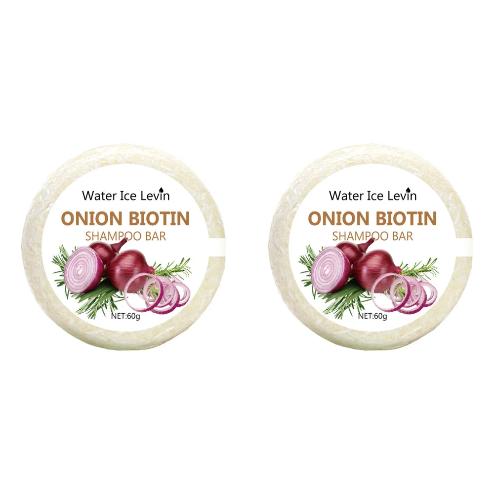 Onion & Biotin Shampoo Bar - 60g, Suitable for All Hair Types, Moisturizing and Smoothing, Rich in Rosemary Extract