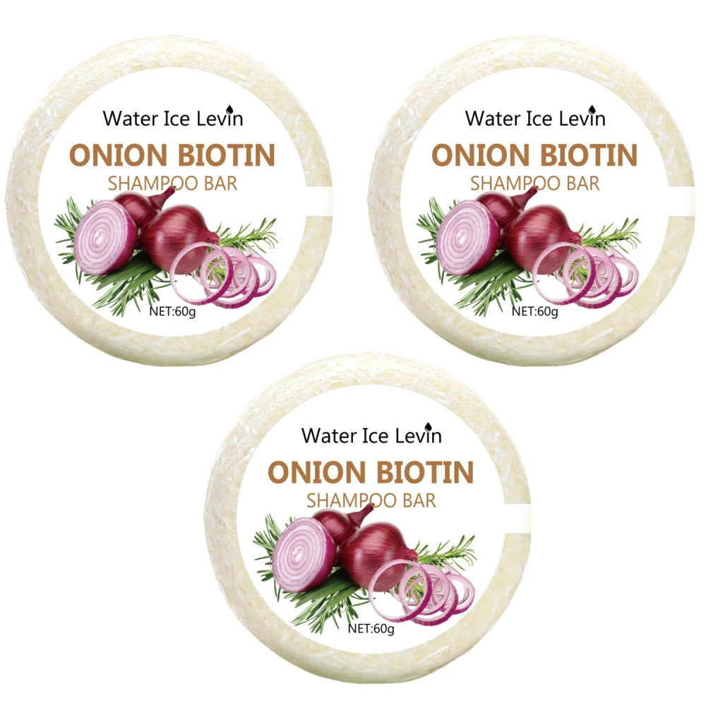 Onion & Biotin Shampoo Bar - 60g, Suitable for All Hair Types, Moisturizing and Smoothing, Rich in Rosemary Extract