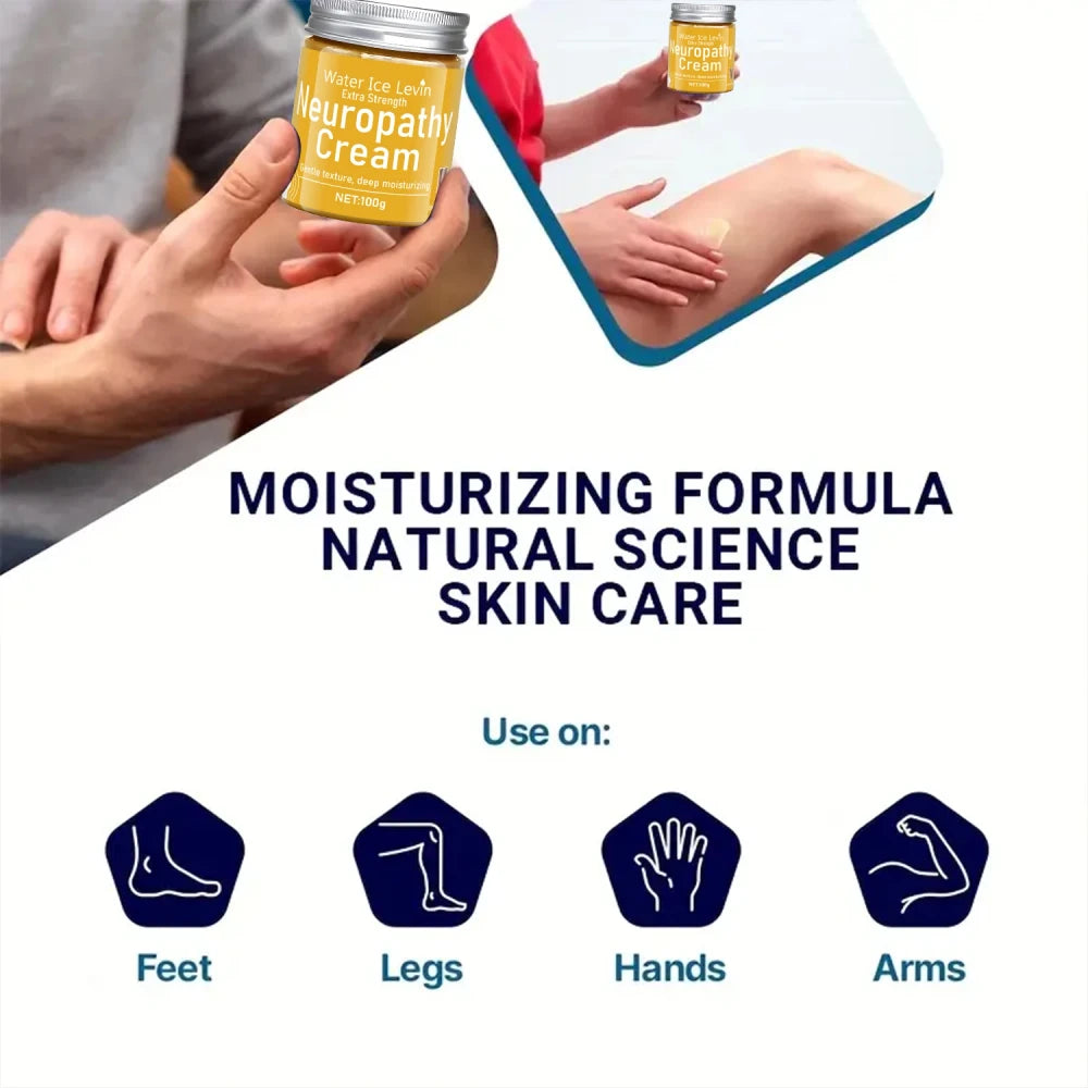 Water Ice Levin Extra Strength Neuropathy Cream. Deep-Penetrating, Gentle Moisturizer for Seniors