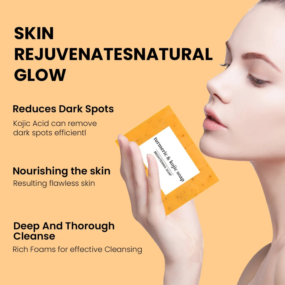 Turmeric Cleanser & Soap Sets Deeply Cleansing Kojic Acid Blackhead Remover Skin Cleansing Oil Control Fade Acne Marks Brighten