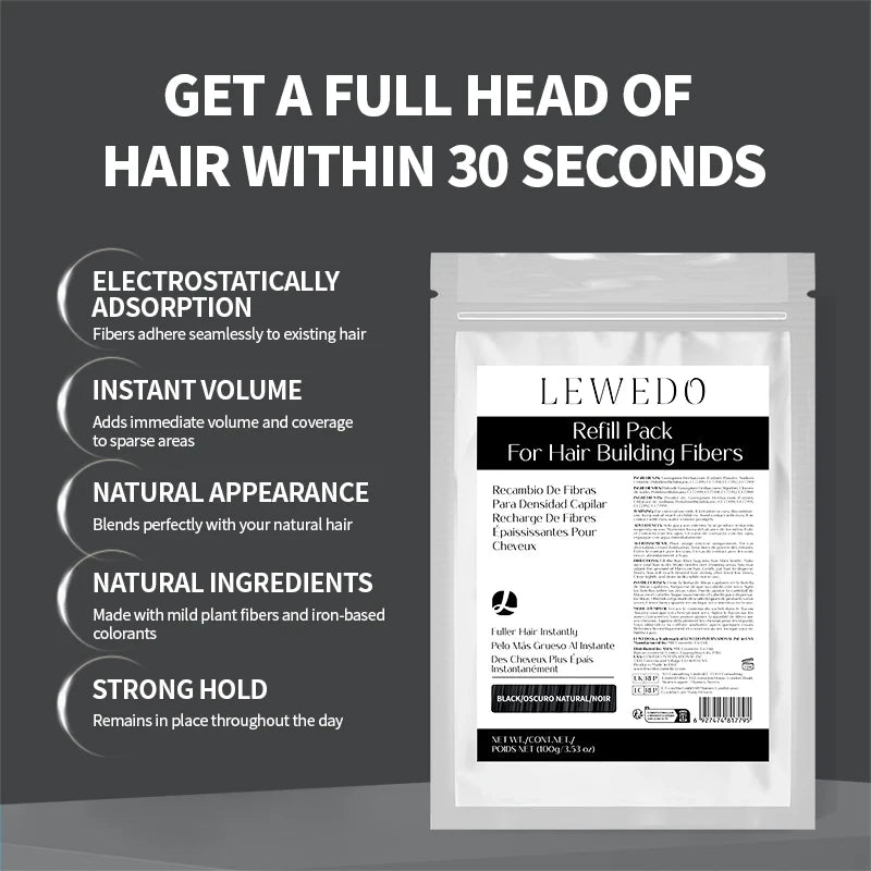 100g Hair Fibers Keratin Hair Building Fiber Powder Instant Hair Growth Thickening Fiber Refill Bag Bald Extension Care Product