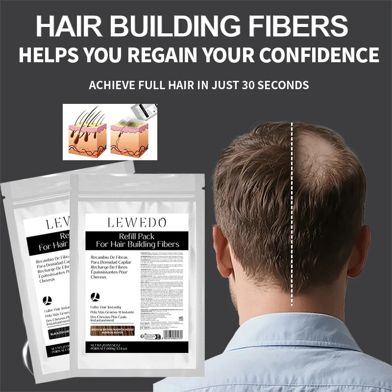 100g Hair Fibers Keratin Hair Building Fiber Powder Instant Hair Growth Thickening Fiber Refill Bag Bald Extension Care Product