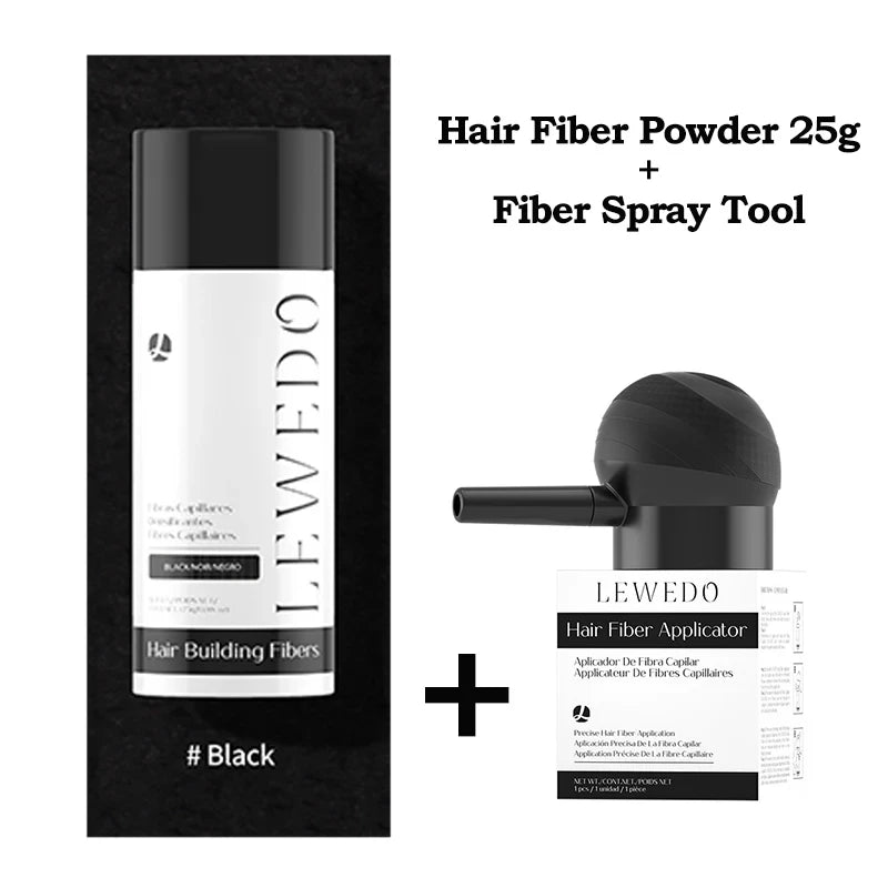 Hair Fiber Kit 25g Hair Building Fibers Unisex Instantly Adds Volume Conceals Thinning Areas for Fuller Hair Powder Nozzle Set