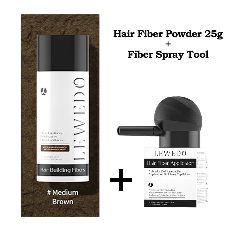 Hair Fiber Kit 25g Hair Building Fibers Unisex Instantly Adds Volume Conceals Thinning Areas for Fuller Hair Powder Nozzle Set