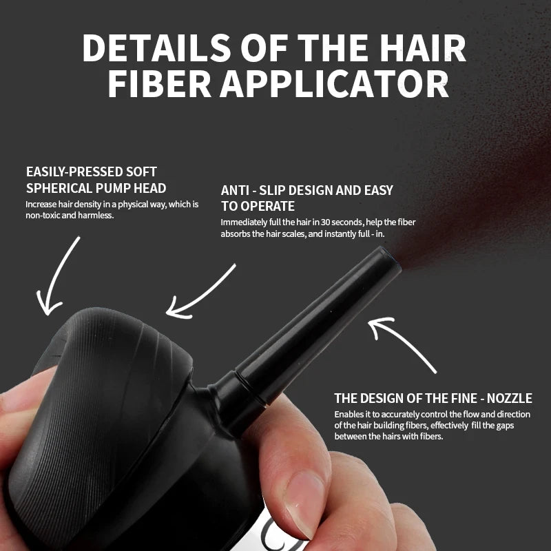 Hair Fiber Kit 25g Hair Building Fibers Unisex Instantly Adds Volume Conceals Thinning Areas for Fuller Hair Powder Nozzle Set