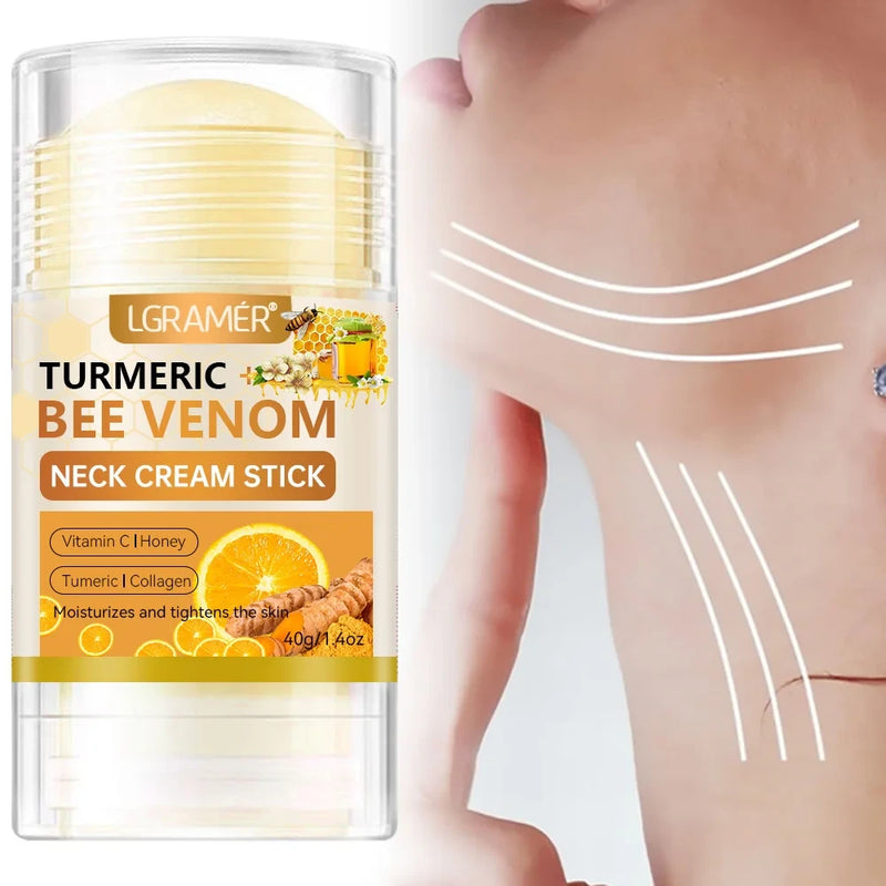 LGRAMER Turmeric Vitamin C Neck Cream Stick Face Cream Stick Anti-Aging Lightens Spots and Wrinkles Whitening