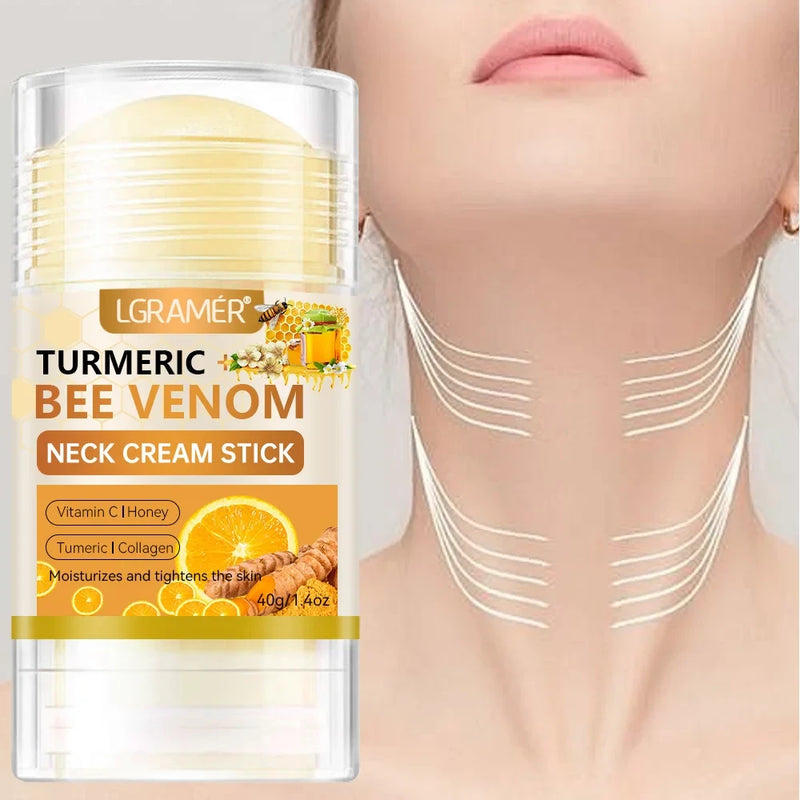 LGRAMER Turmeric Vitamin C Neck Cream Stick Face Cream Stick Anti-Aging Lightens Spots and Wrinkles Whitening