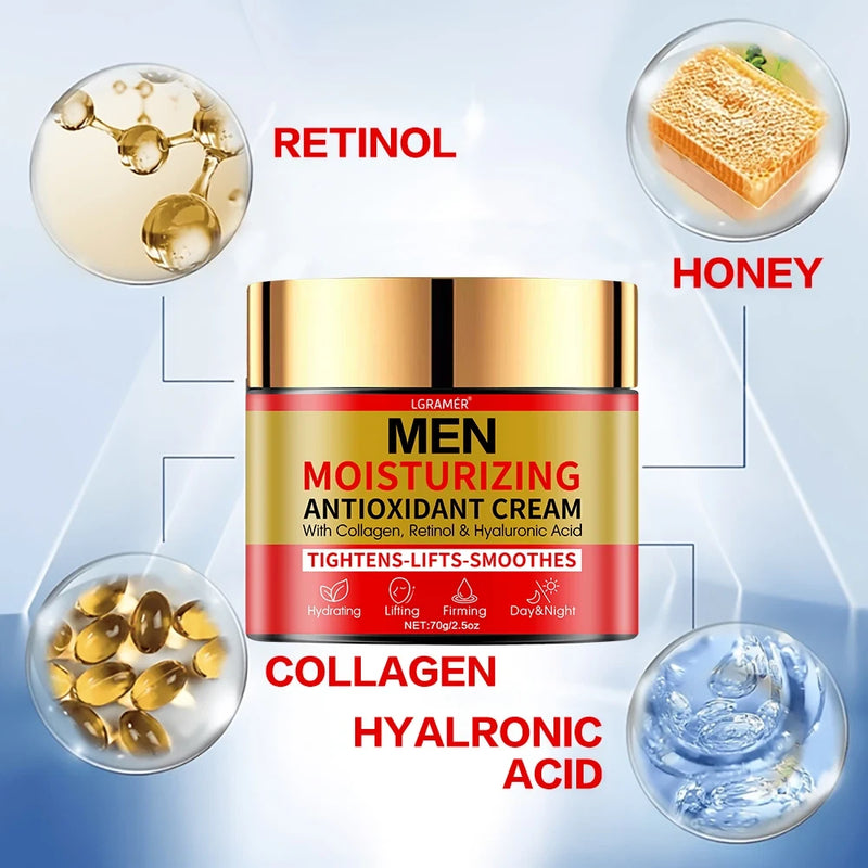 LGRAMER Men's Face Cream: Hydrates and Moisturizes, Resists Aging, Fades Spots, Smooths Wrinkles, Suitable for All Skin Types