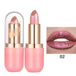 Metallic Violet Chameleon Lipstick Color Changing Matte Glitter Diamond Waterproof Pearl Shine Lip Gloss Sexy Makeup Halloween
