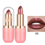 Metallic Violet Chameleon Lipstick Color Changing Matte Glitter Diamond Waterproof Pearl Shine Lip Gloss Sexy Makeup Halloween