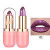 Metallic Violet Chameleon Lipstick Color Changing Matte Glitter Diamond Waterproof Pearl Shine Lip Gloss Sexy Makeup Halloween