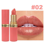 Pearlescent Pink Glitter Velvet Lipstick Metallic Waterproof Long Lasting Matte Shimmer Diamond Lipstick Women Makeup Cosmetic