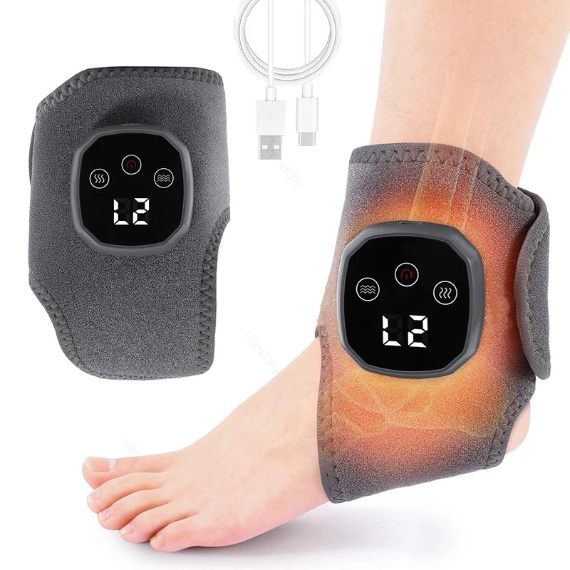 2026 New Electric Cordless Ankle Massager Hot Compress Ankle Foot Brace Wrap Warmer Wrist Tenosynovitis Vibration Relaxation