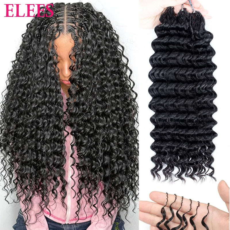 Pre-divided Bulk Hair for Braiding Deep Wave Crochet Human Hair Knotless Miracle Knots Hair Extensions Boho Braids Invisible