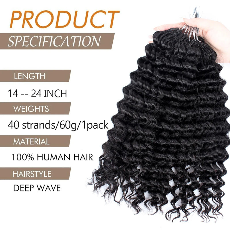 Pre-divided Bulk Hair for Braiding Deep Wave Crochet Human Hair Knotless Miracle Knots Hair Extensions Boho Braids Invisible