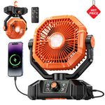 coldSky 20000mAh Camping Fan with 4 LED Lights and Remote Control 8 Speed Adjustable Rechargeable Outdoor Fan for Tent Fishing